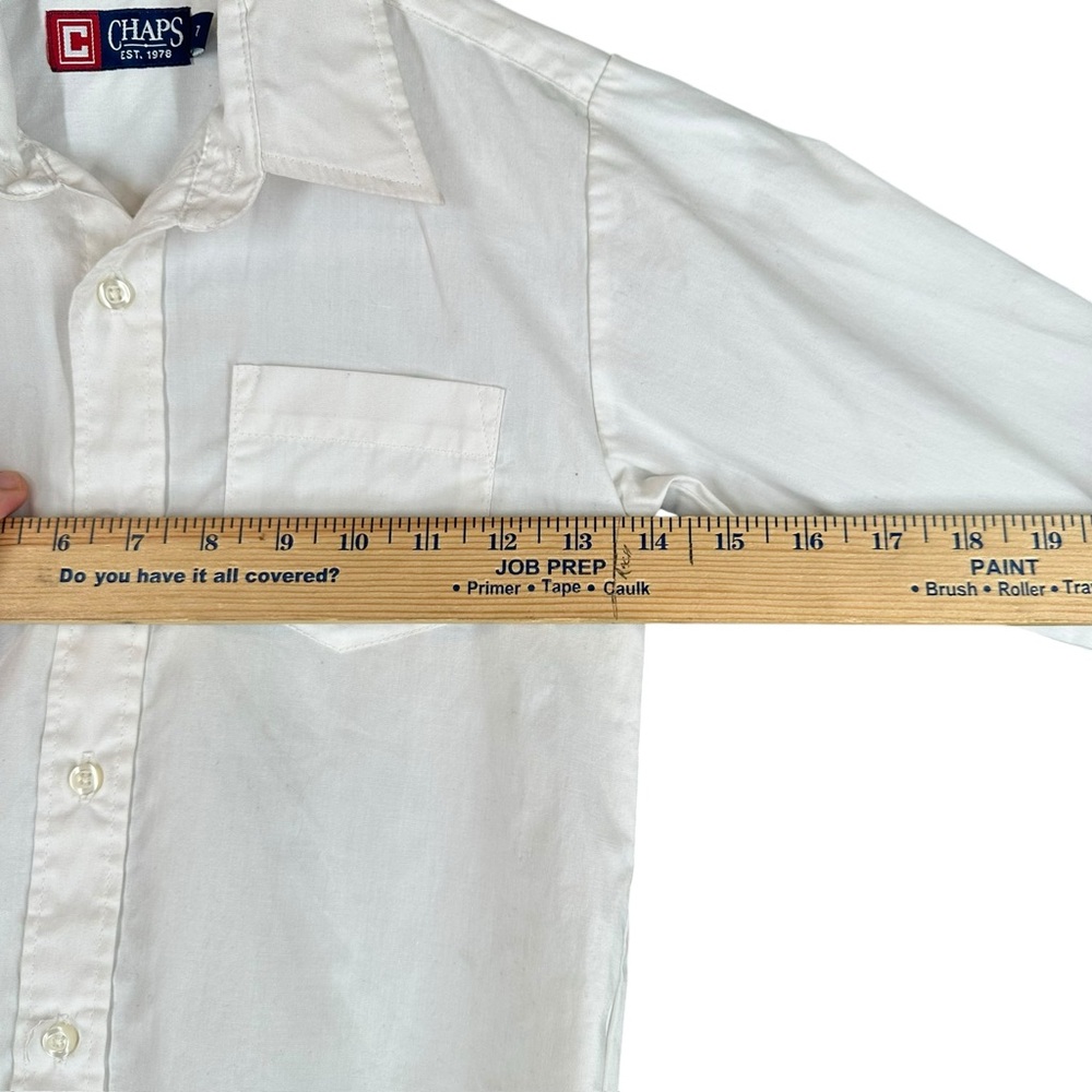 Chaps Boy’s 7 White Button LS Dress Shirt Cotton Blend Pocket Preppy Classic - Picture 6 of 13
